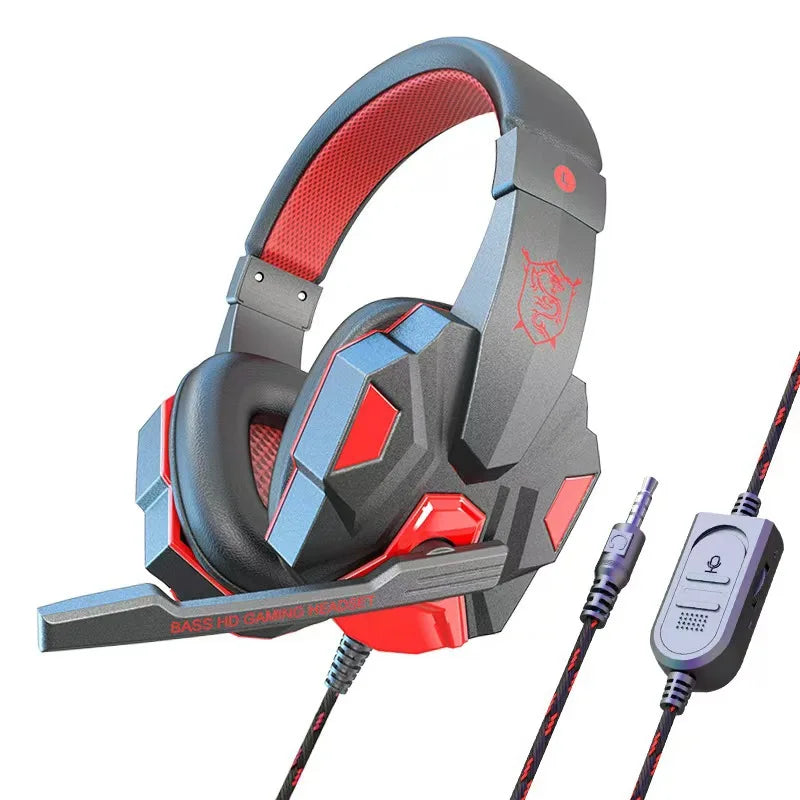 سماعة ألعاب RGB مع ميكروفون وسماعات رأس سلكية فوق الأذن