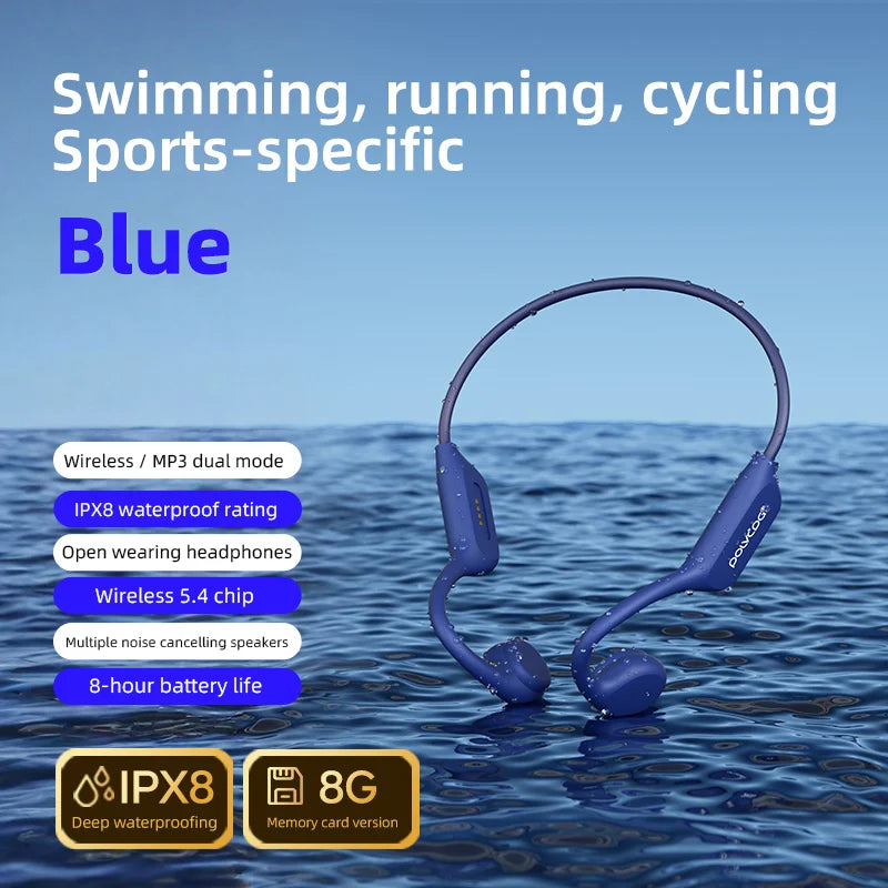 Bluetooth 5.3 Bone Conduction Headphones 300H Waterproof