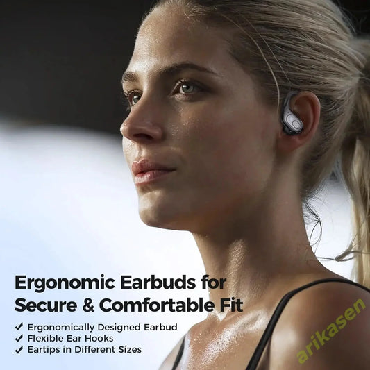 Arikasen Bluetooth 5.3 Sports Earbuds with Earhooks and 75H Battery