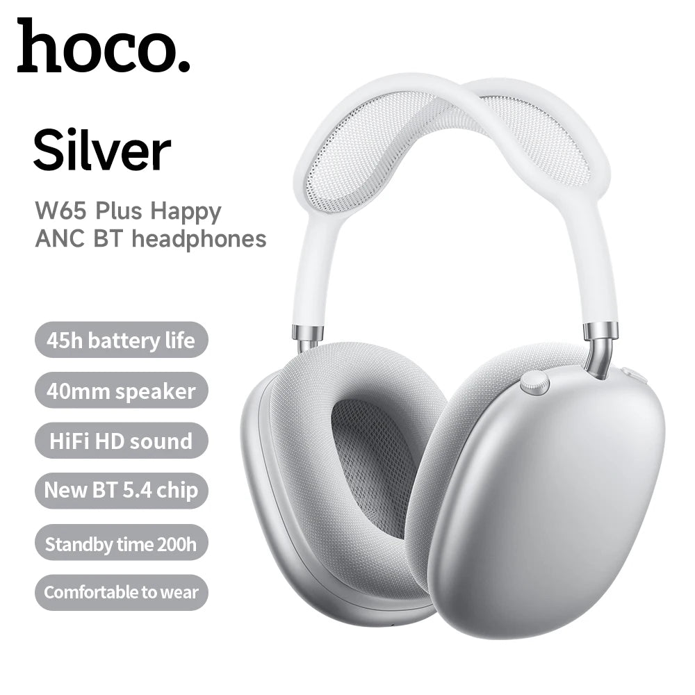 سماعة بلوتوث لاسلكية بتقنية إلغاء الضوضاء النشطة (ANC) من HOCO W65 Plus AirPods Max