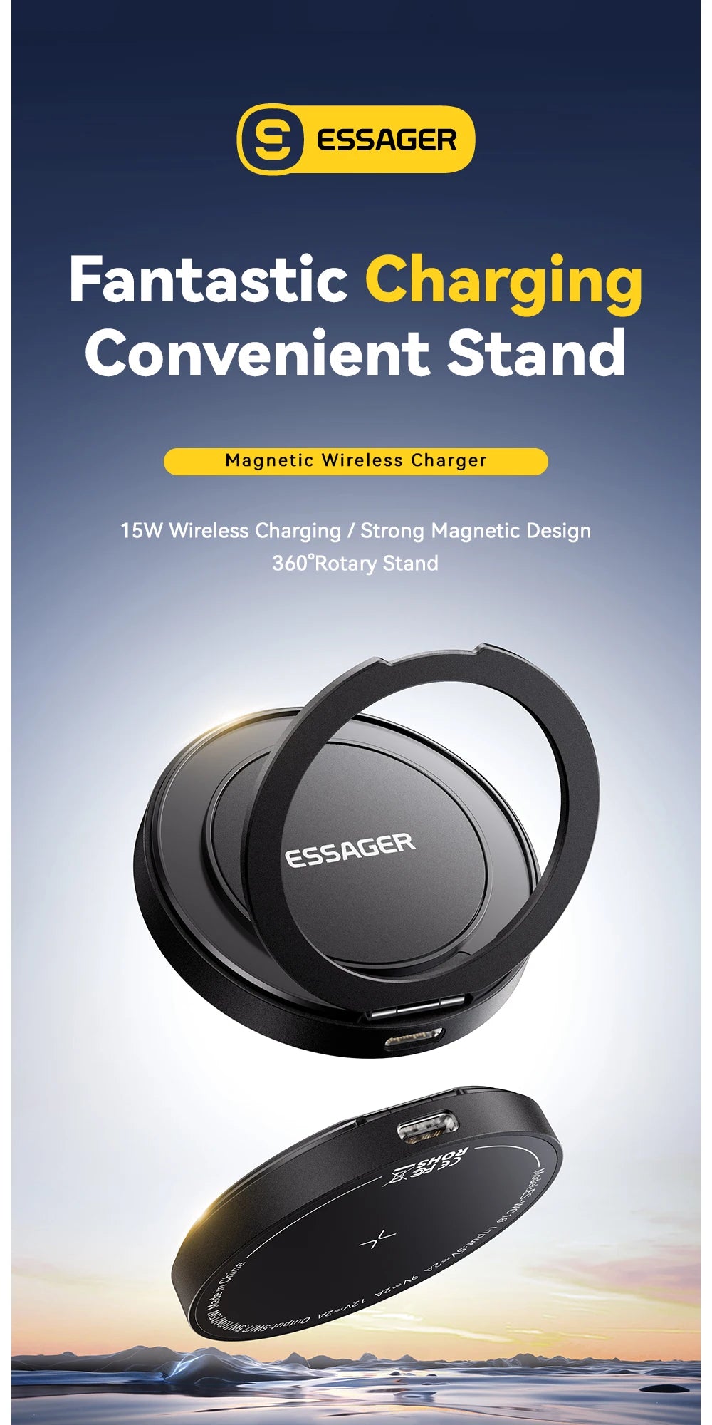 ESSAGER 15W Magnetic Wireless Charger Fast Charging Pad