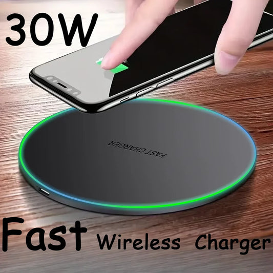 GEKEMAL 30W Fast Wireless Charging Pad with Power Bank