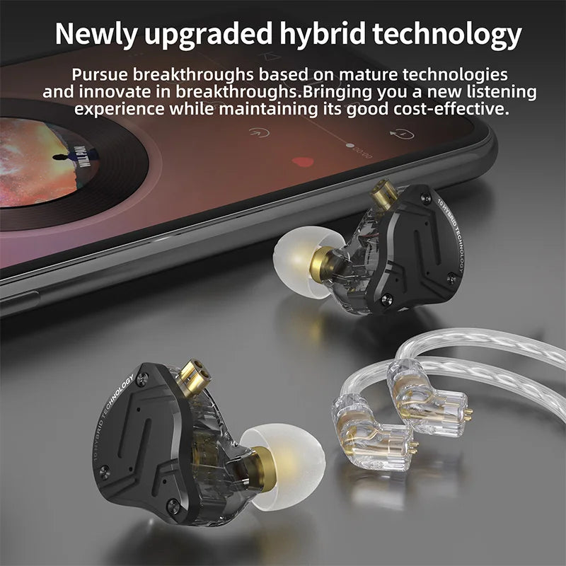 KZ Wired In-Ear HiFi Earphones with Detachable Cable and Microphone