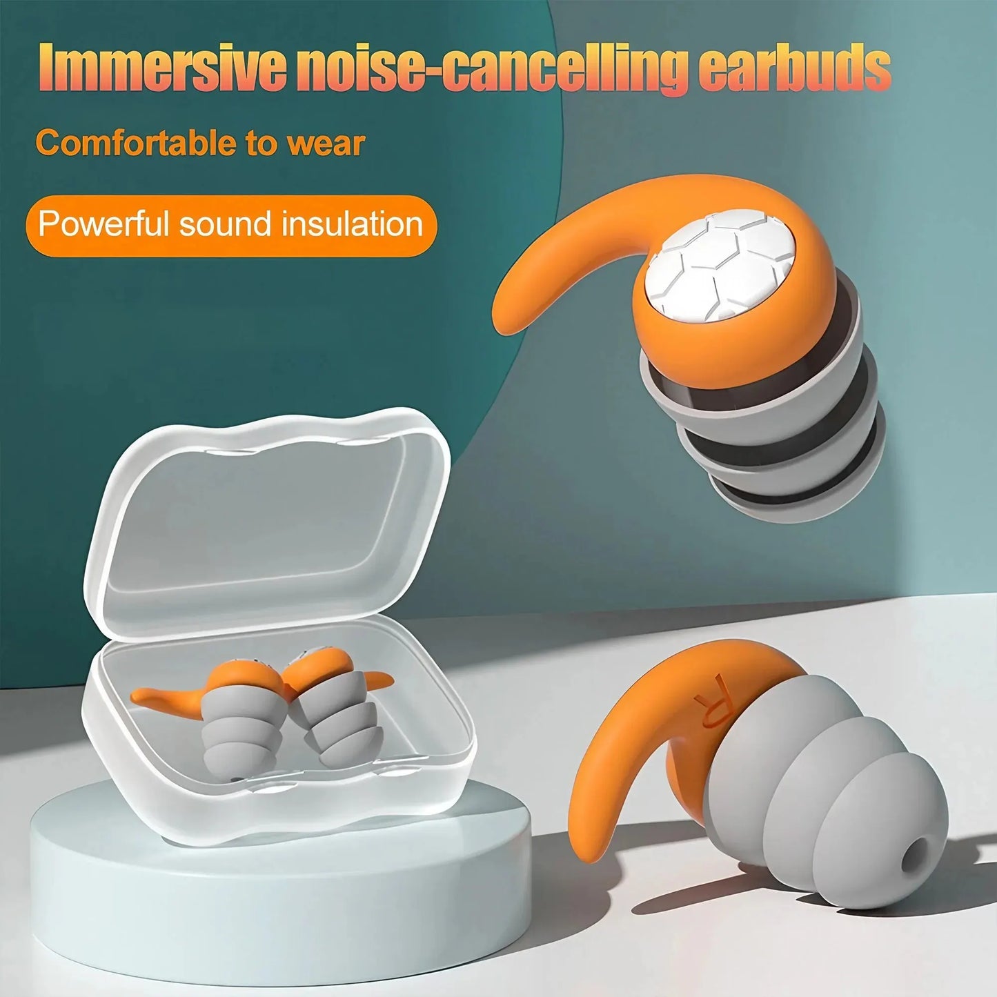 1 Pair of Soft Silicone Earplugs with Noise Cancellation