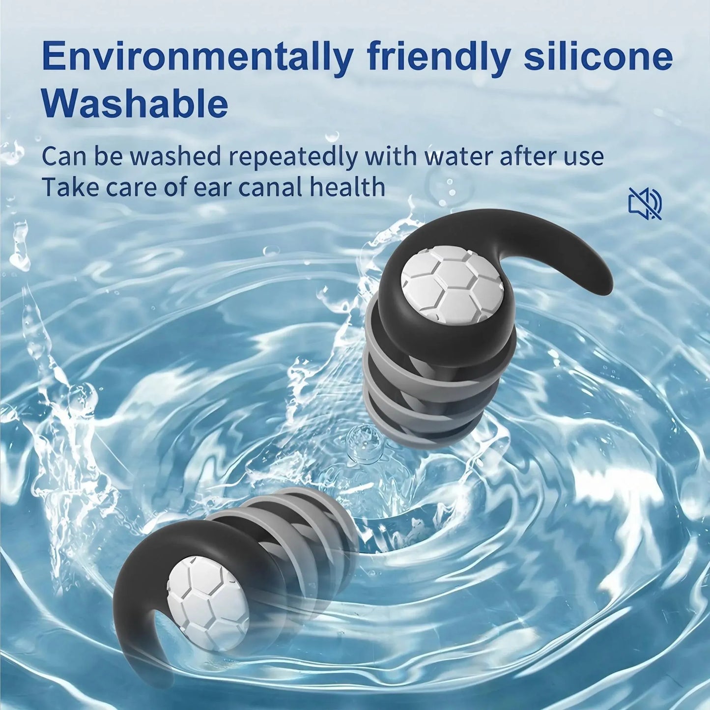 1 Pair of Soft Silicone Earplugs with Noise Cancellation