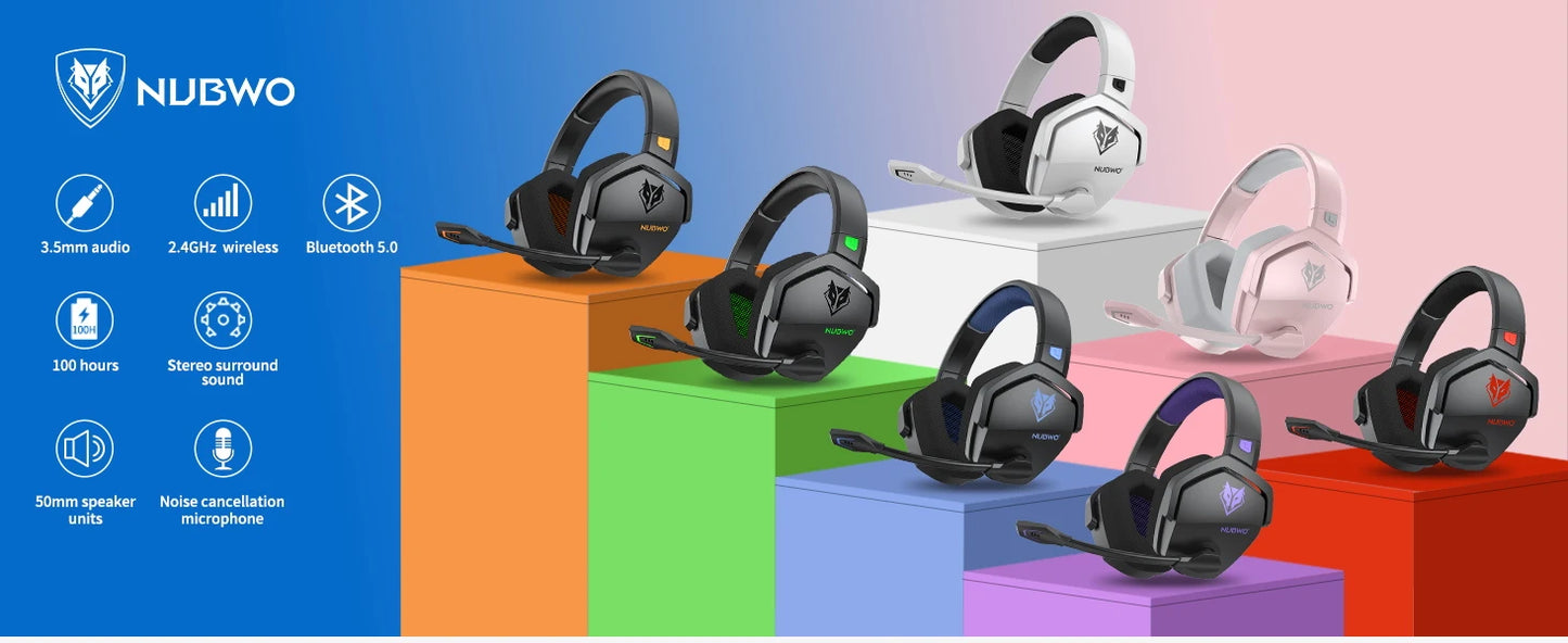 NUBWO G06 Dual Wireless Gaming Headset with Microphone