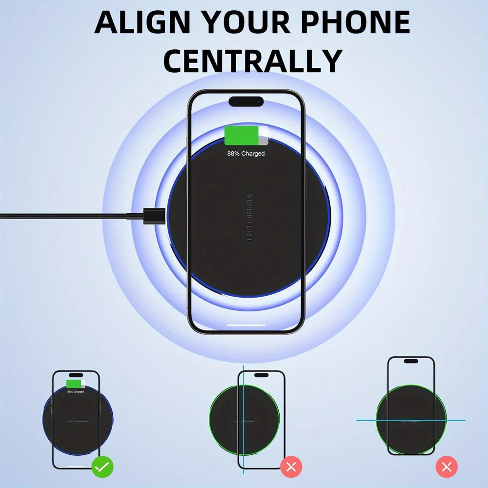 GEKEMAL 30W Fast Wireless Charging Pad with Power Bank
