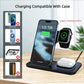 VIKEFON 3 in 1 15W Foldable Wireless Charging Station