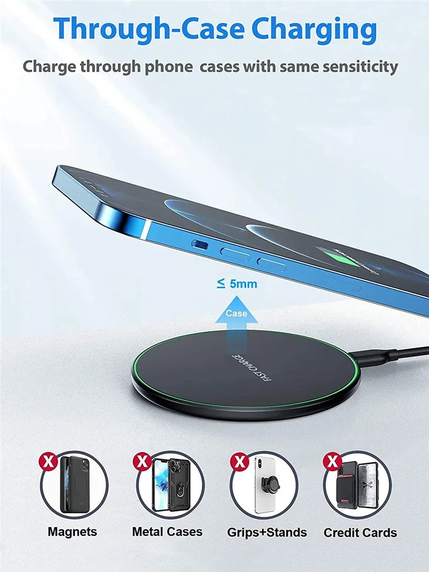 GEKEMAL 30W Fast Wireless Charging Pad with Power Bank