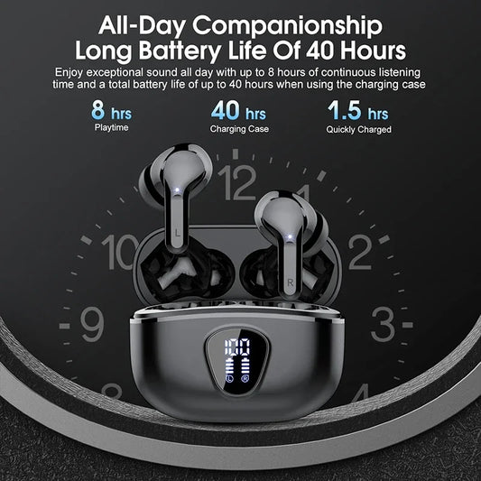 New Wireless Earbuds BT5.3 with ENC Noise Cancelling Waterproof Earphones