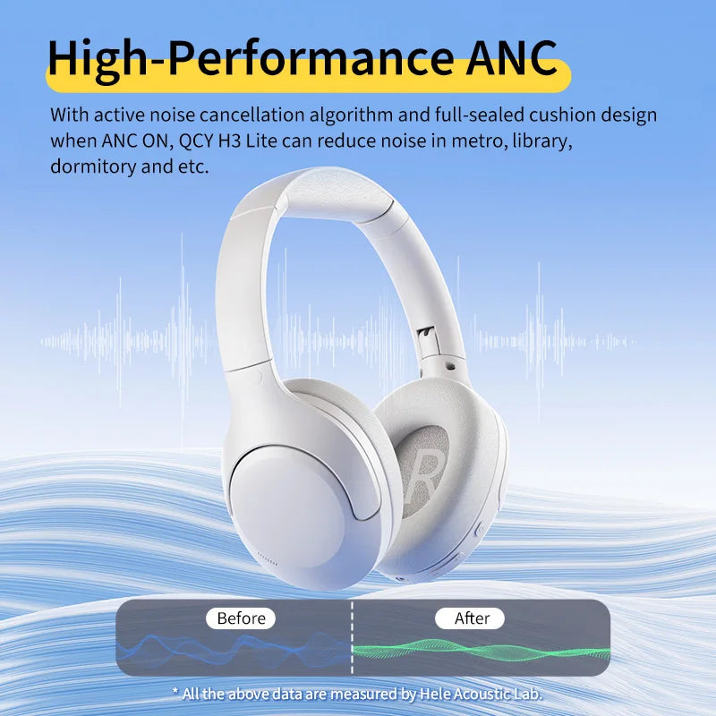 QCY H3 Lite Bluetooth 5.3 ANC Wireless Over-Ear Headphones