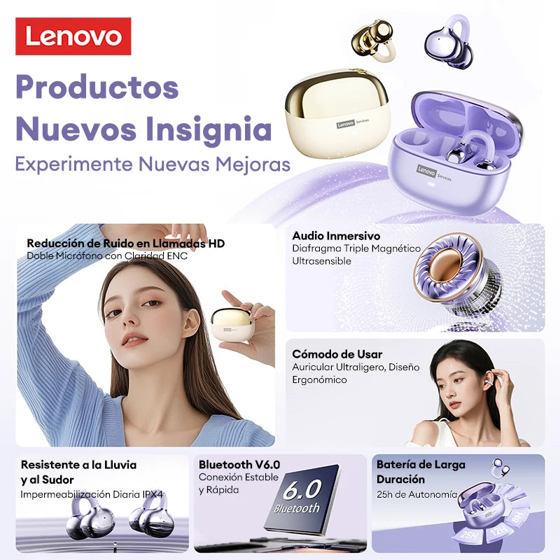 Lenovo LE302 OWS Bluetooth 6.0 Ear Clip Wireless Earphones