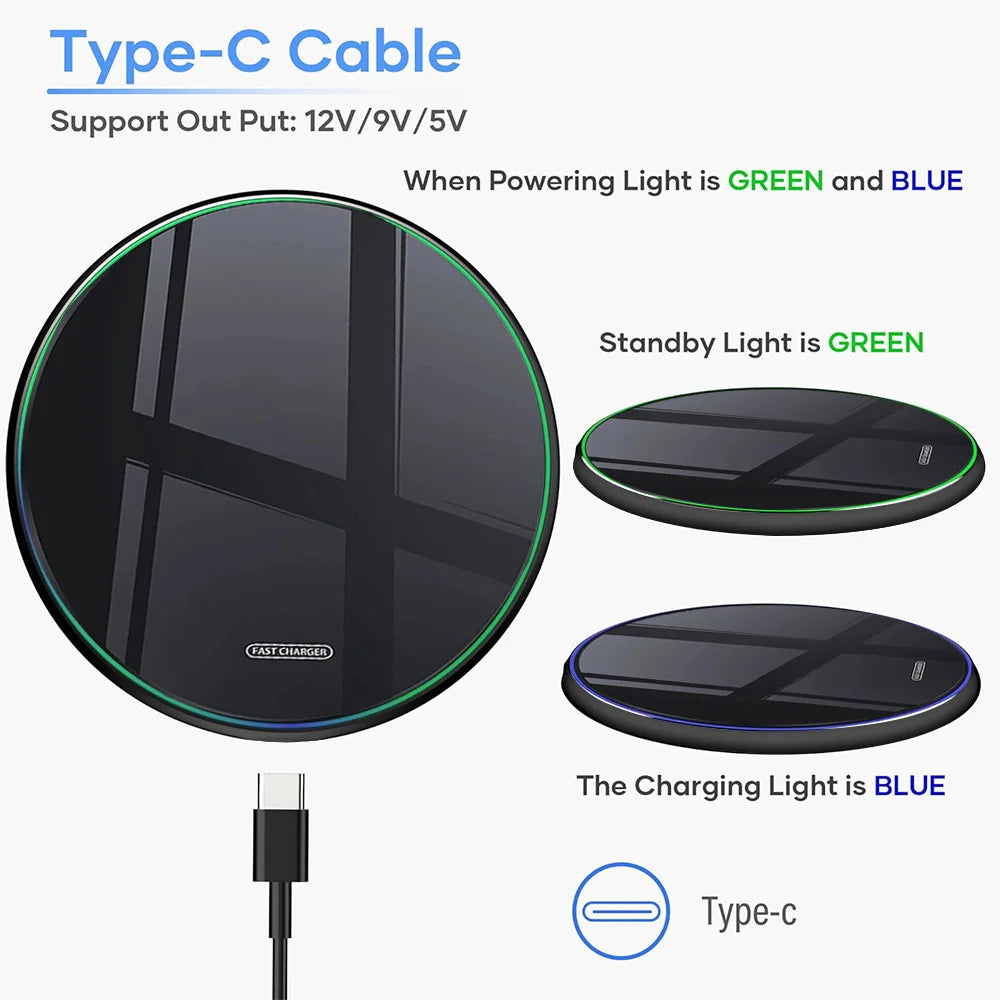 لوحة شحن لاسلكي سريع KEPHE بقوة 30 واط مع مؤشر LED