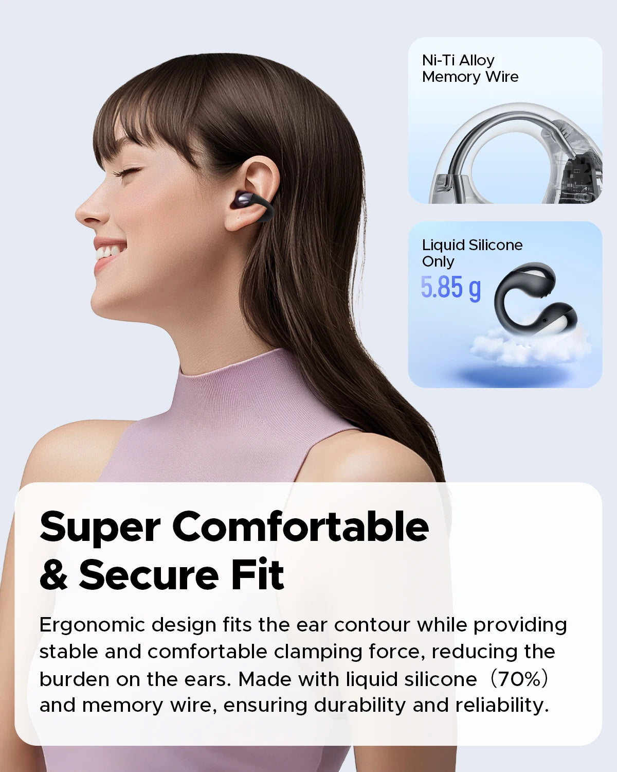 Sound PEATS Pearl Clip Pro Open Ear Bluetooth 5.4 Wireless Earphones