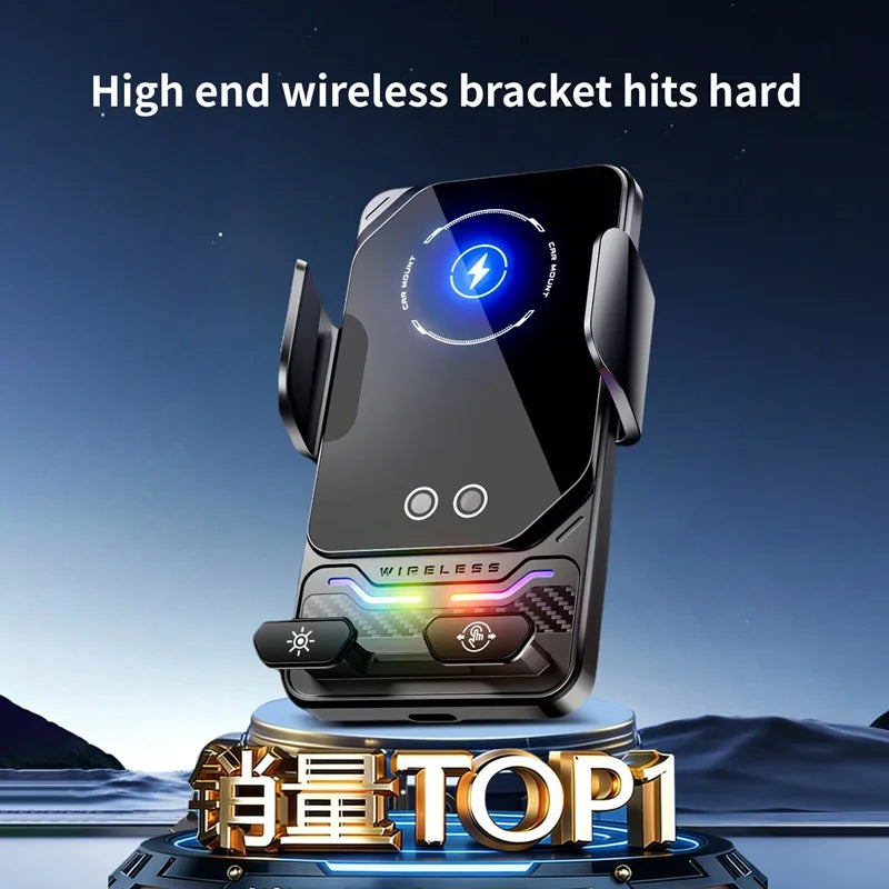 TONGDAYTECH 15W Auto Sensing Car Wireless Charger with RGB Light