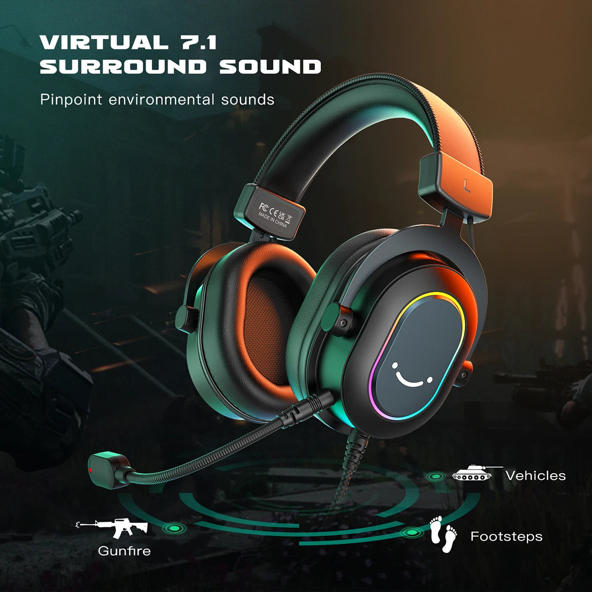 FIFINE USB Wired Gaming Headset with Microphone Memory Foam
