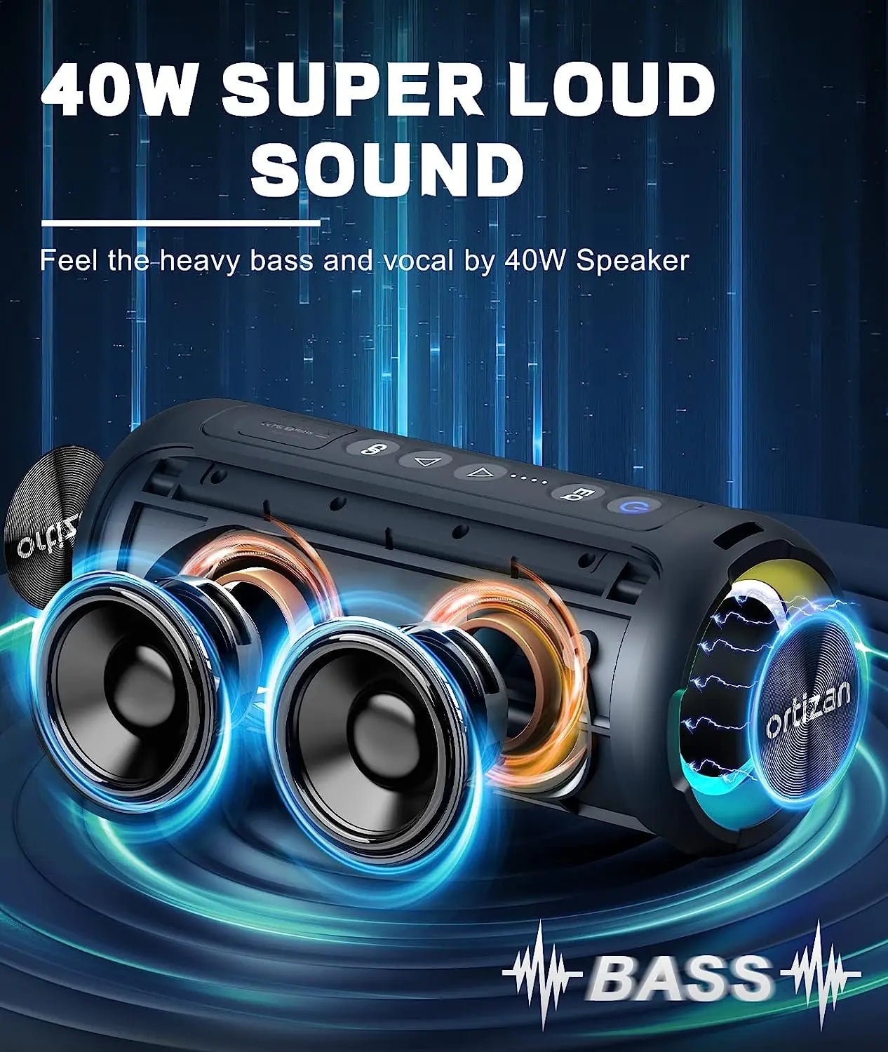 Ortizan X8 Pro 40W Bluetooth Speaker IPX7 Waterproof Speaker