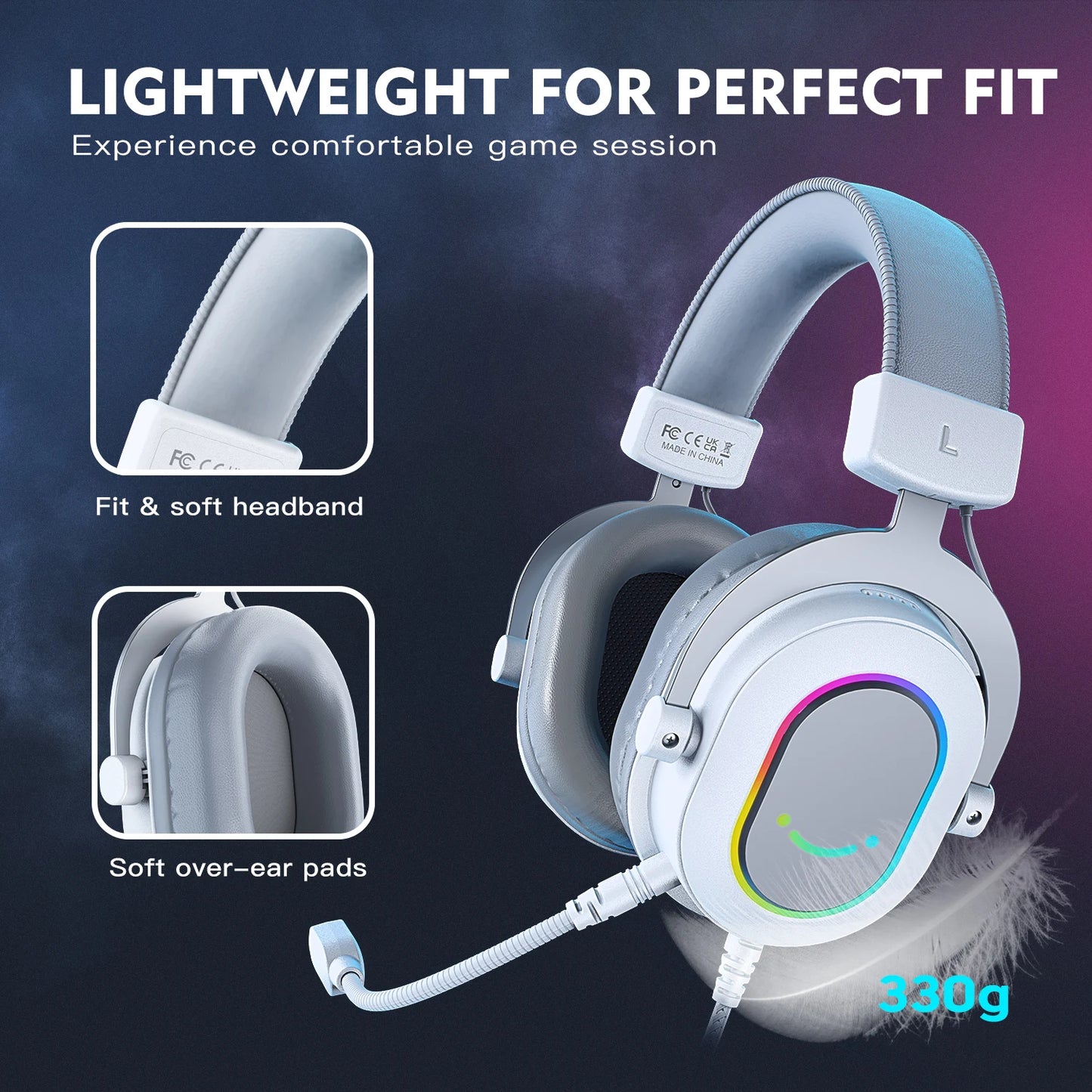 FIFINE H6 RGB Gaming Headset with 7.1 Surround Sound