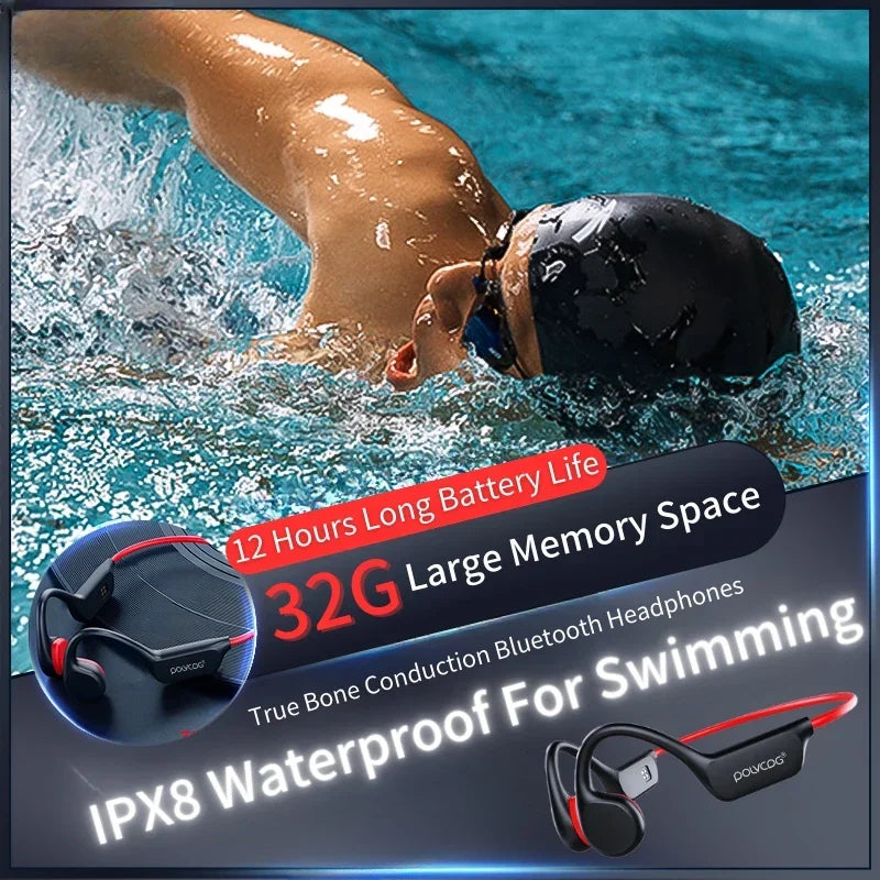 Bluetooth 5.3 Bone Conduction Headphones 300H Waterproof