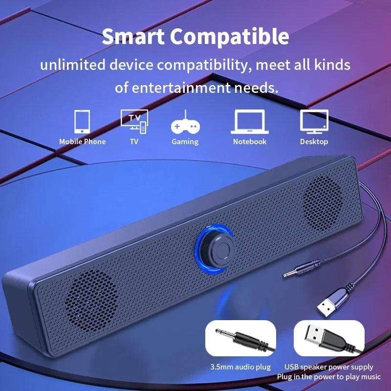 PC Soundbar Wired and Wireless Bluetooth Speaker