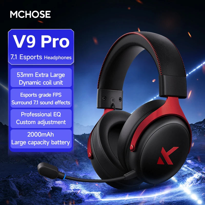 MCHOSE V9 Pro Gaming Wireless Bluetooth Headphones for PC with Microphone