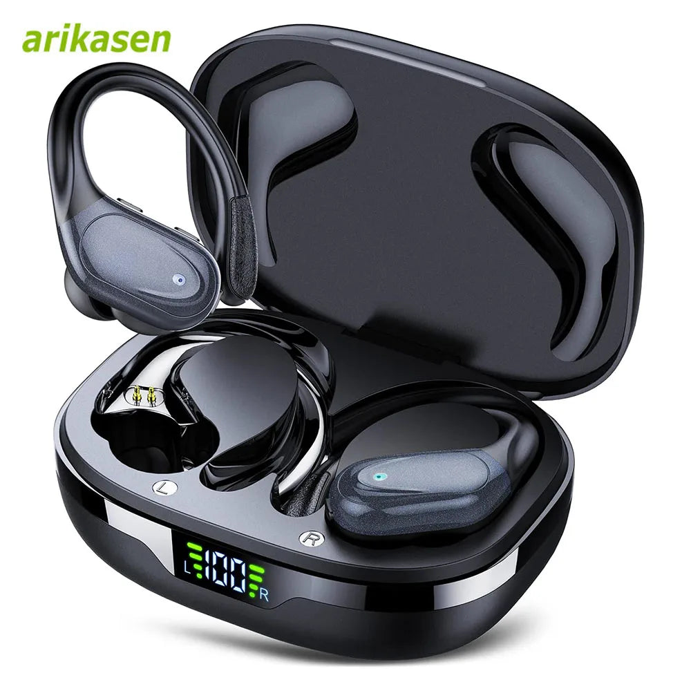Arikasen Bluetooth 5.3 Wireless Sports Earbuds with 75H Battery Life