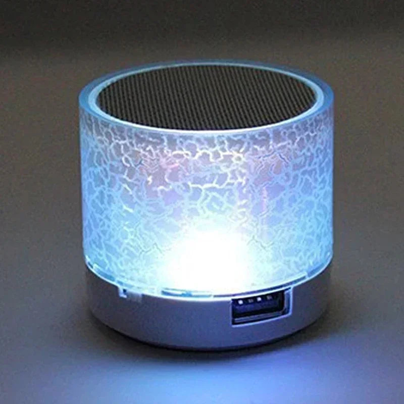 مكبر صوت بلوتوث صغير مكبر صوت لاسلكي بإضاءة LED متصدعة