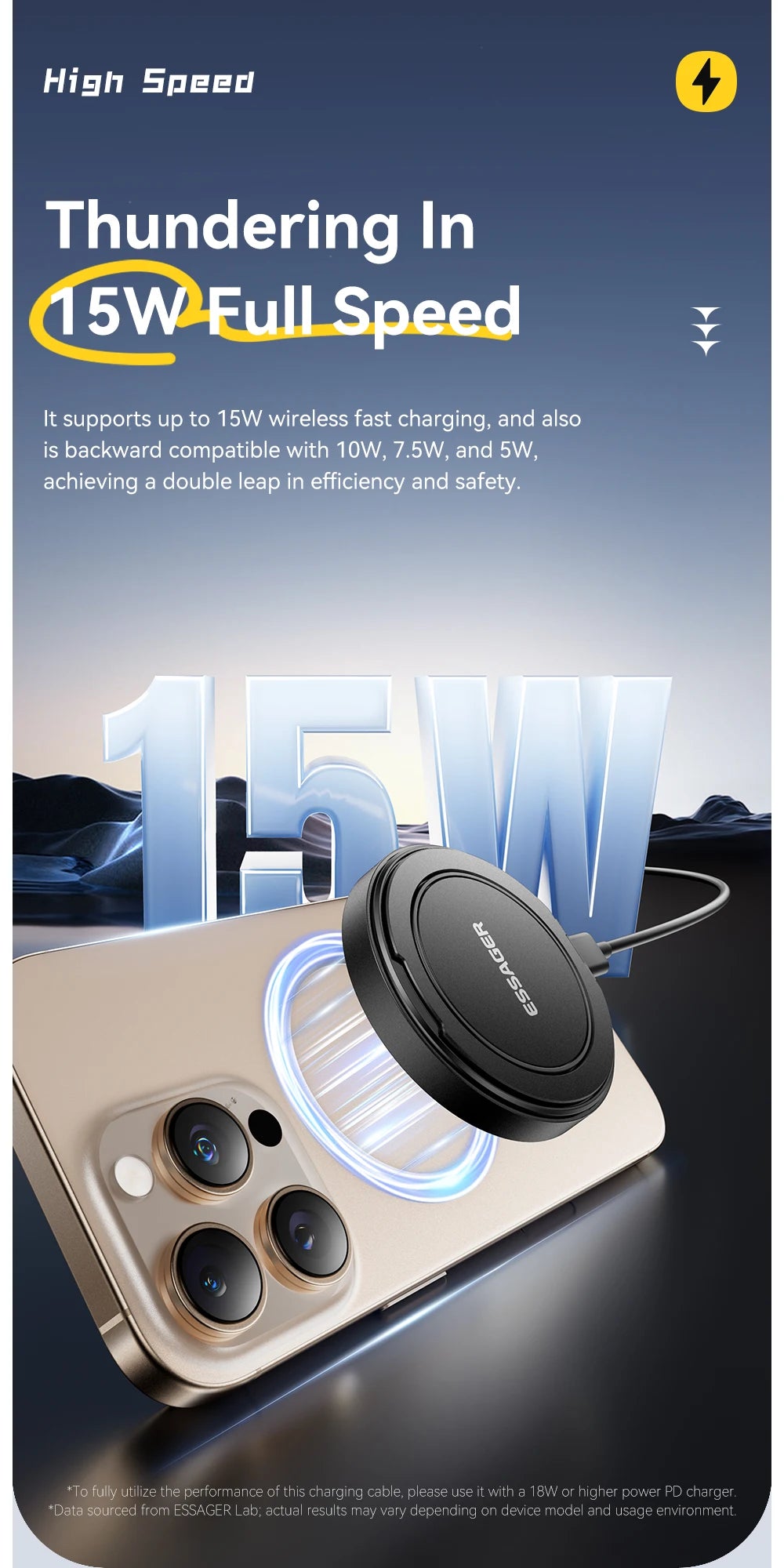 ESSAGER 15W Magnetic Wireless Charger Fast Charging Pad