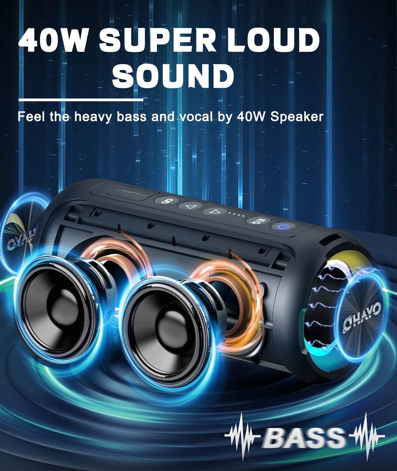 Ortizan X8 Pro 40W Bluetooth Speaker IPX7 Waterproof Speaker