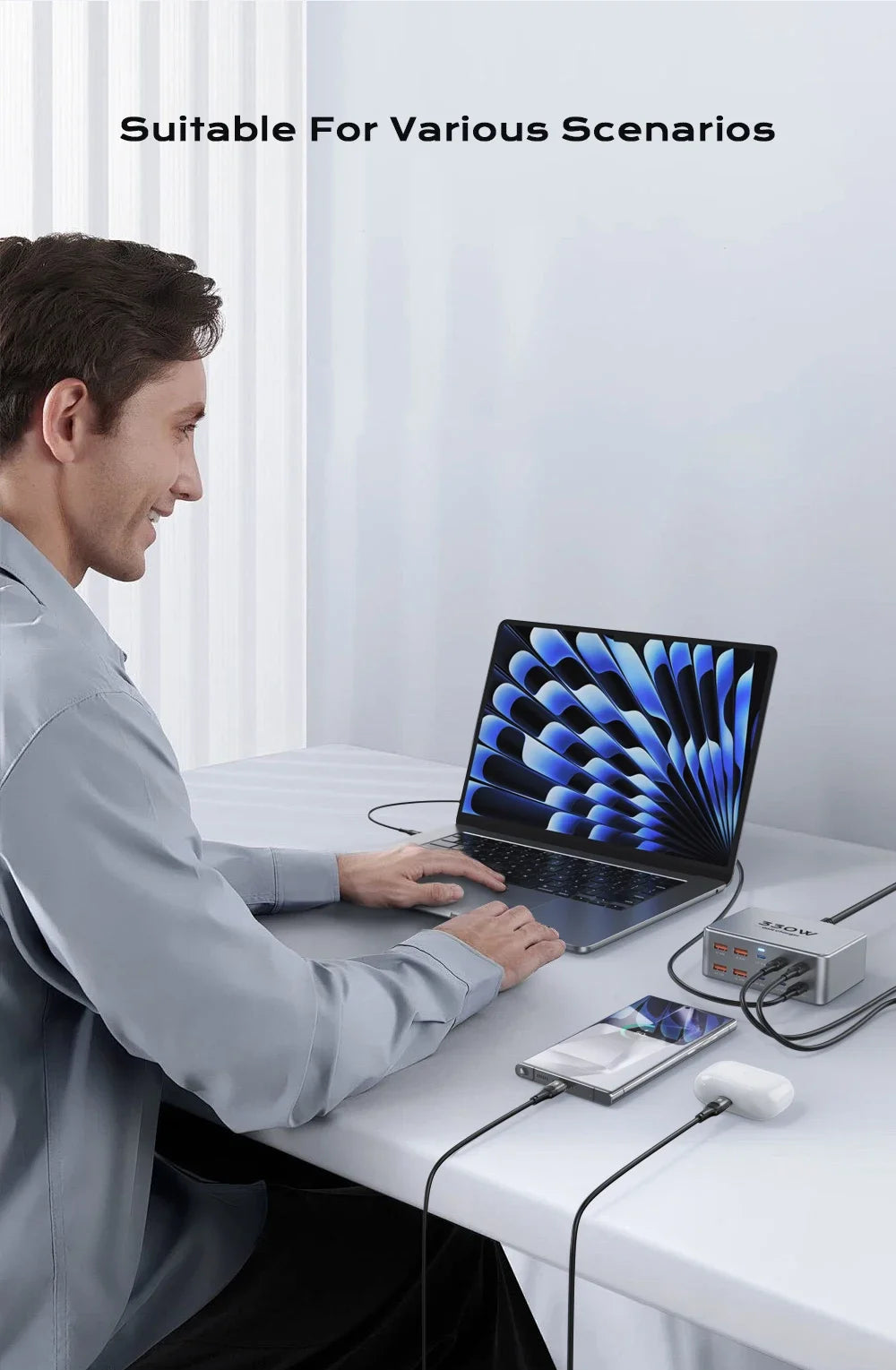 330W 10 Port GaN Desktop Charger USB C Fast Charging Station