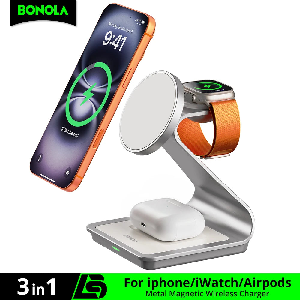 BONOLA 28W 3 in 1 Magnetic Wireless Charging Station