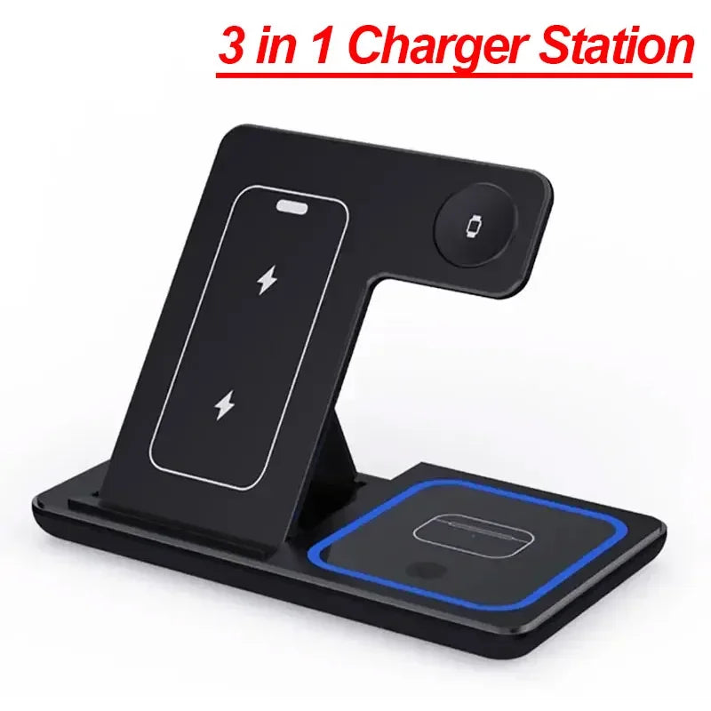 VIKEFON 3 in 1 15W Foldable Wireless Charging Station