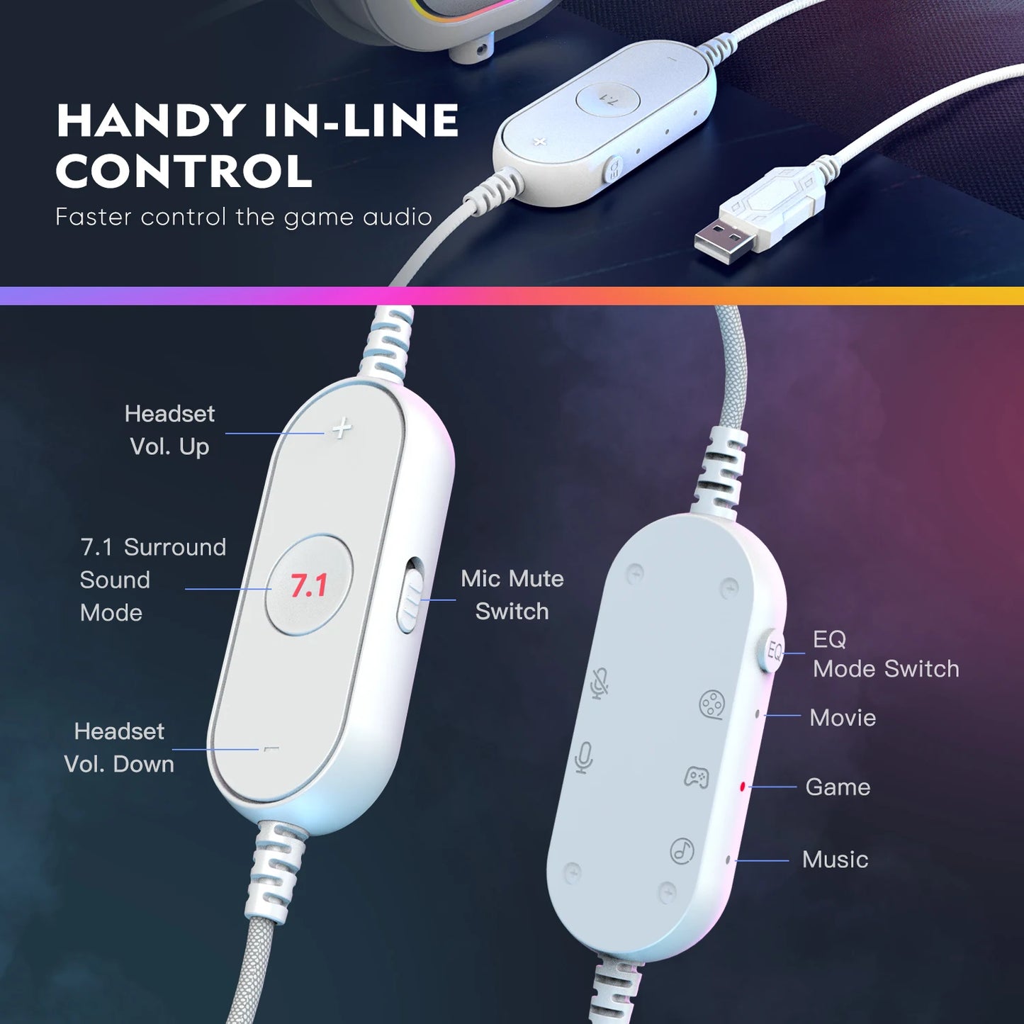 FIFINE H6 RGB Gaming Headset with 7.1 Surround Sound