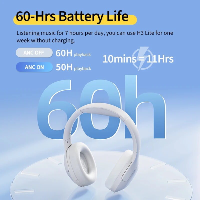 QCY H3 Lite Bluetooth 5.3 ANC Wireless Over-Ear Headphones