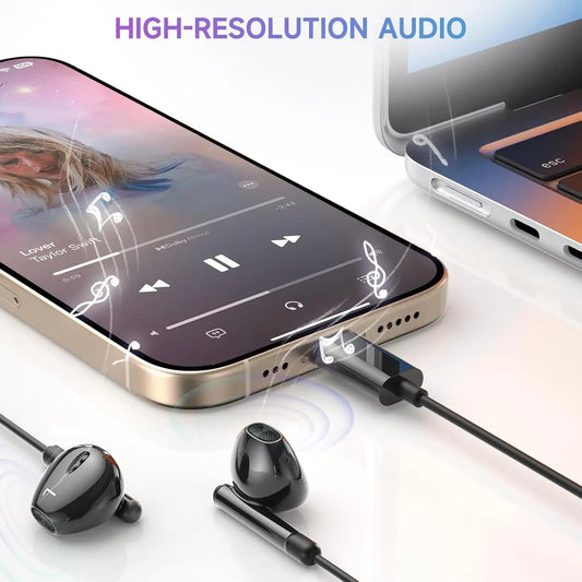 سماعات أذن سلكية داخل الأذن من EARDECO بمقبس 3.5 ملم وميكروفون مقاومة للماء