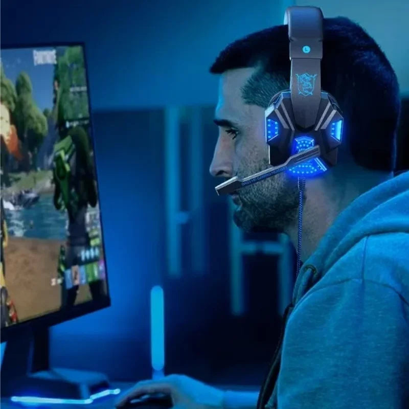 RGB Gaming Headset with Microphone Over-Ear Wired Headphones