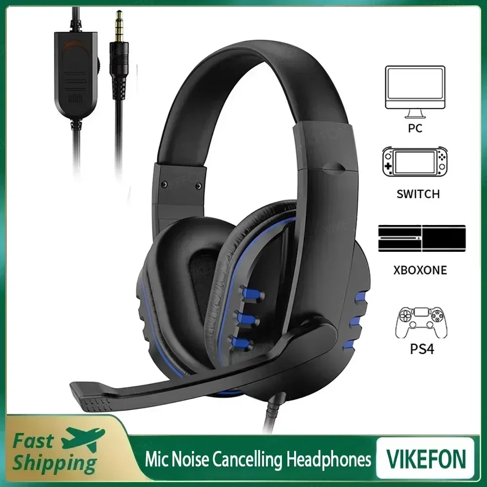 New Upgrade Wired Headset Gamer with Mic Noise Cancelling Headphones