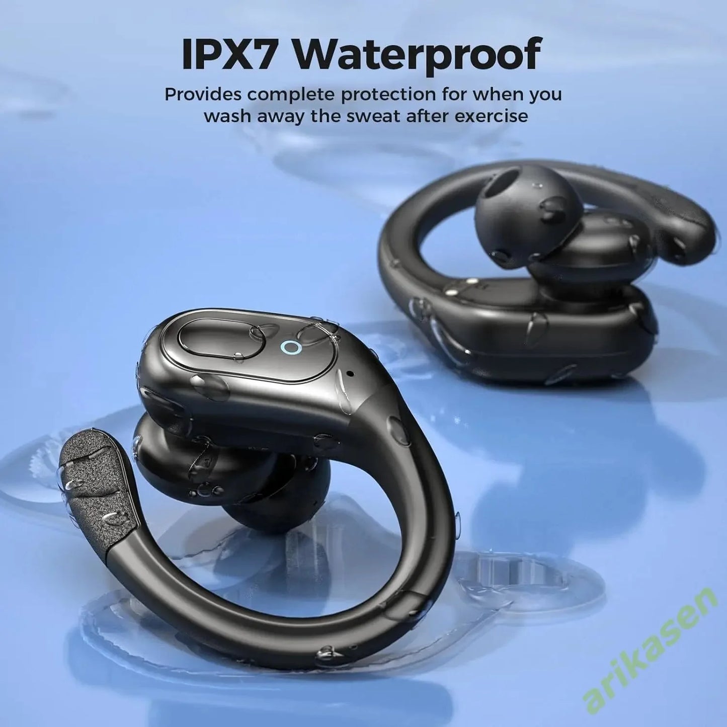 Arikasen Bluetooth 5.3 Sports Earbuds with Earhooks and 75H Battery