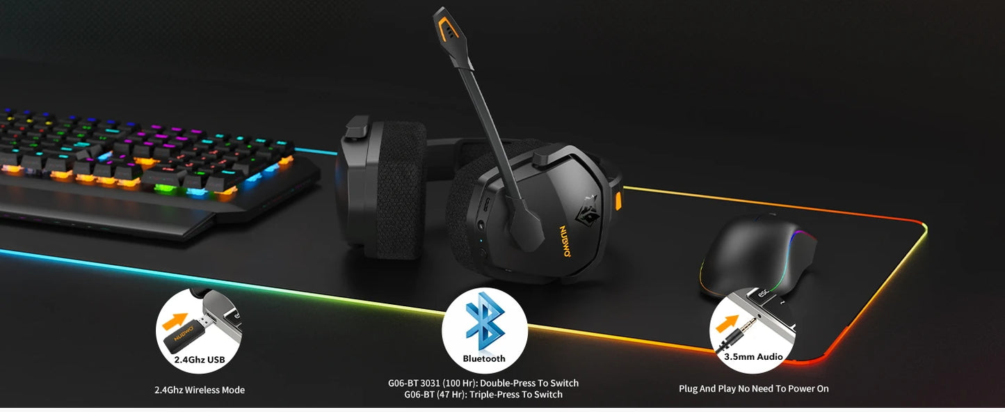 NUBWO G06 Dual Wireless Gaming Headset with Microphone