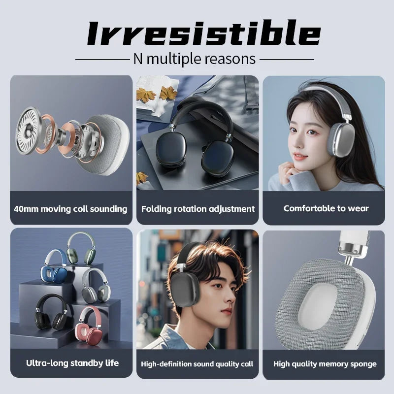 ERZHOU Bluetooth 5.3 Wireless Headphones 40mm Drivers with Microphone