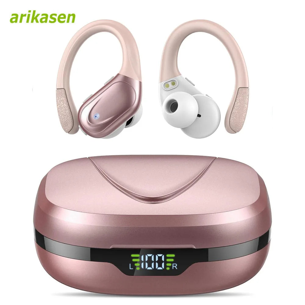 Arikasen Bluetooth 5.3 Wireless Sports Earbuds with 75H Battery Life