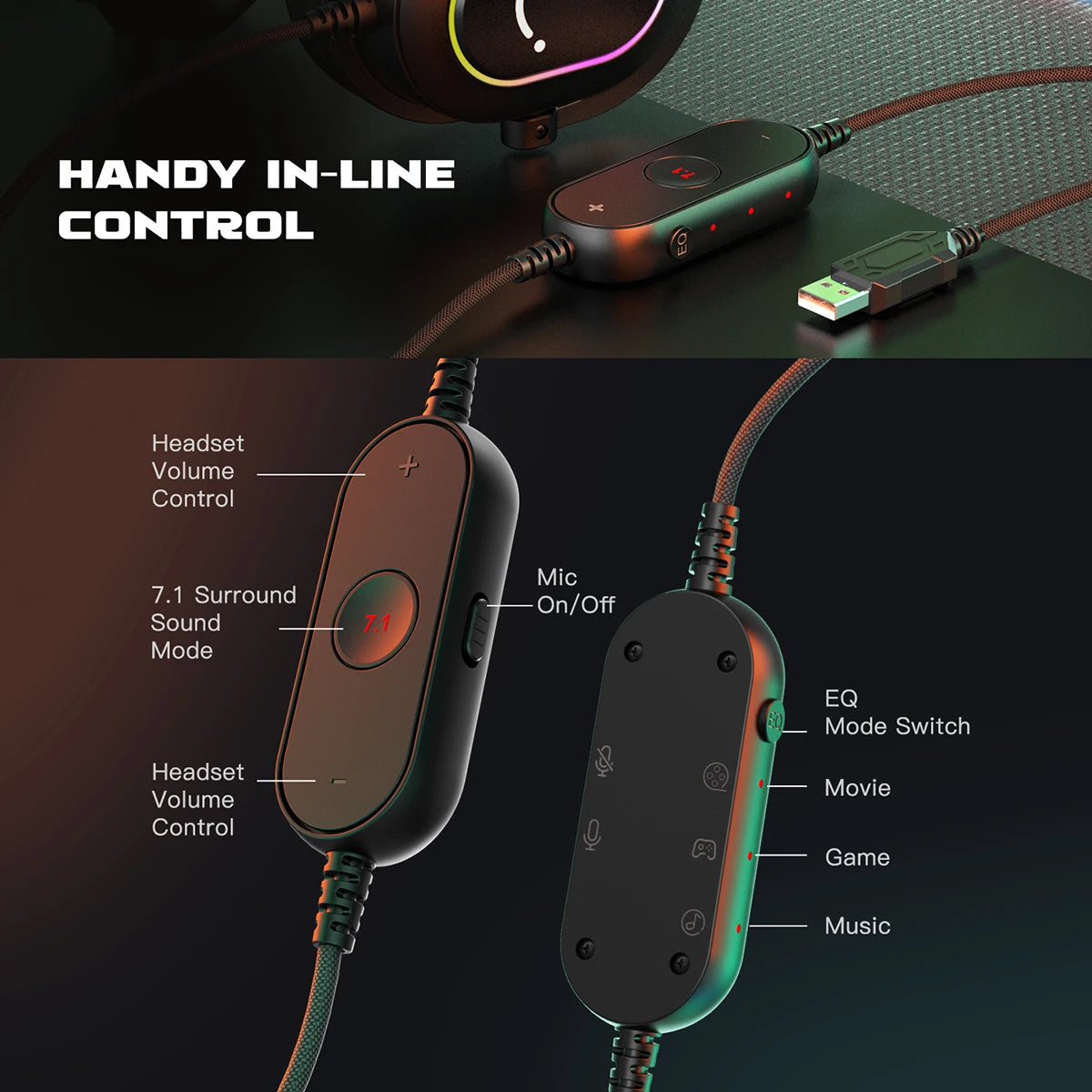 FIFINE USB Wired Gaming Headset with Microphone Memory Foam